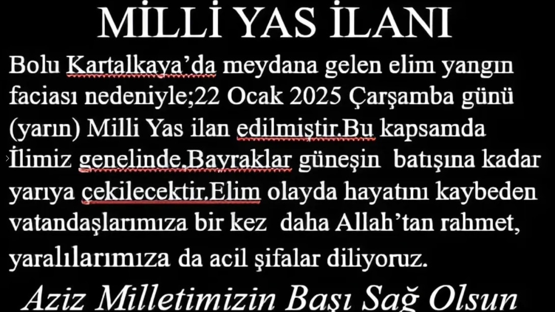 MİLLİ YAS İLANI